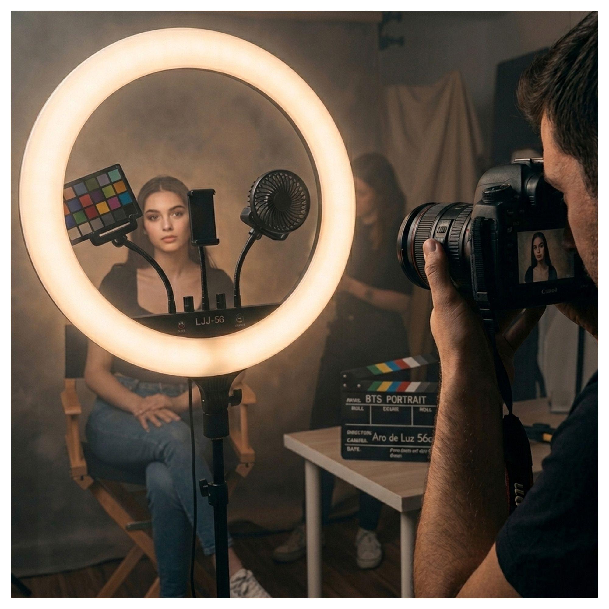 Aro Luz LED 56 cm LJJ-56 Kit Fotografía Video-3