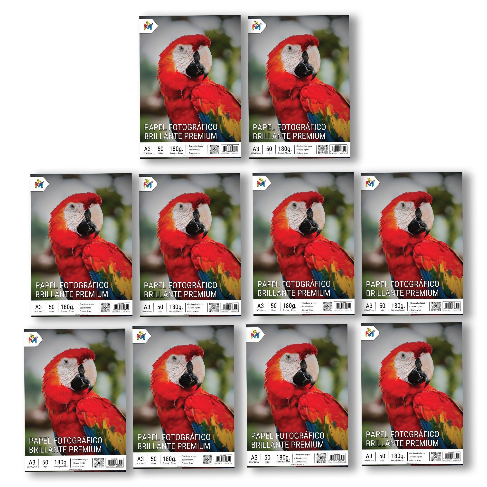 Pack 10 Papel Foto Brillante A3 - 500 Hojas 5760 Dpi Luxury-3