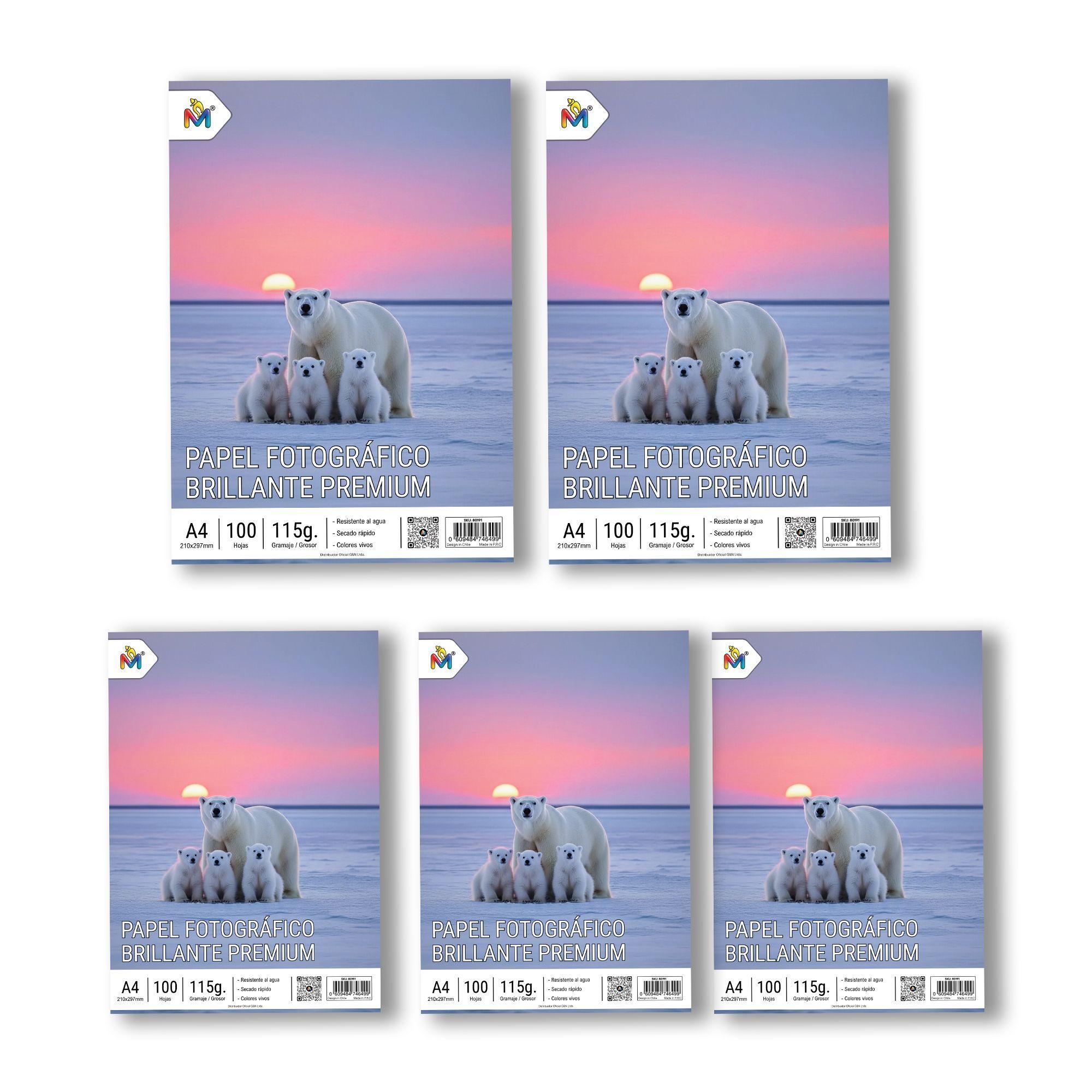 5x Papel Fotográfico A4 115g - 500 Hojas Stock Mayorista-3