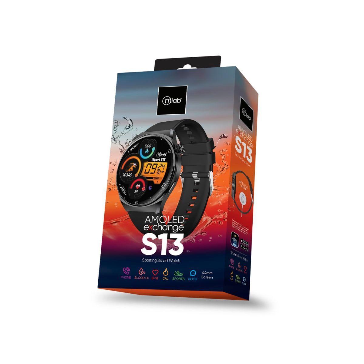 MLAB SMARTWATCH EXCHANGE S13 PRO AMOLED BLACK-5