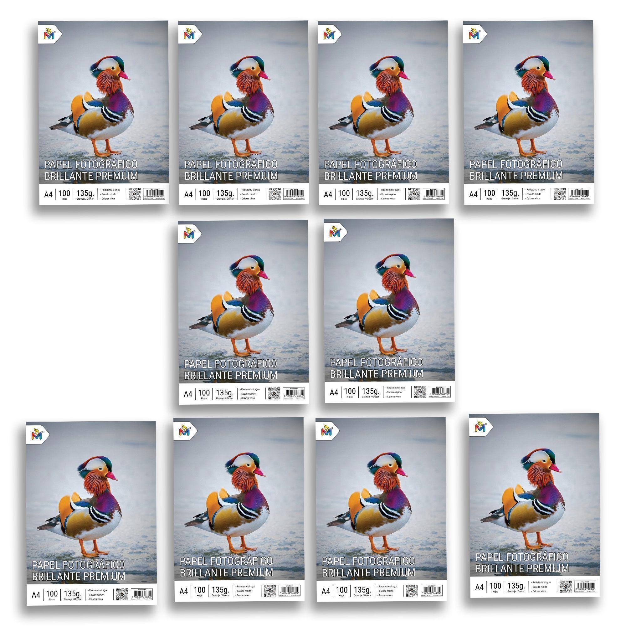 Pack 10 Papel Fotográfico A4 135gr Brillante Profesional - 1000 Hojas Brillo -2