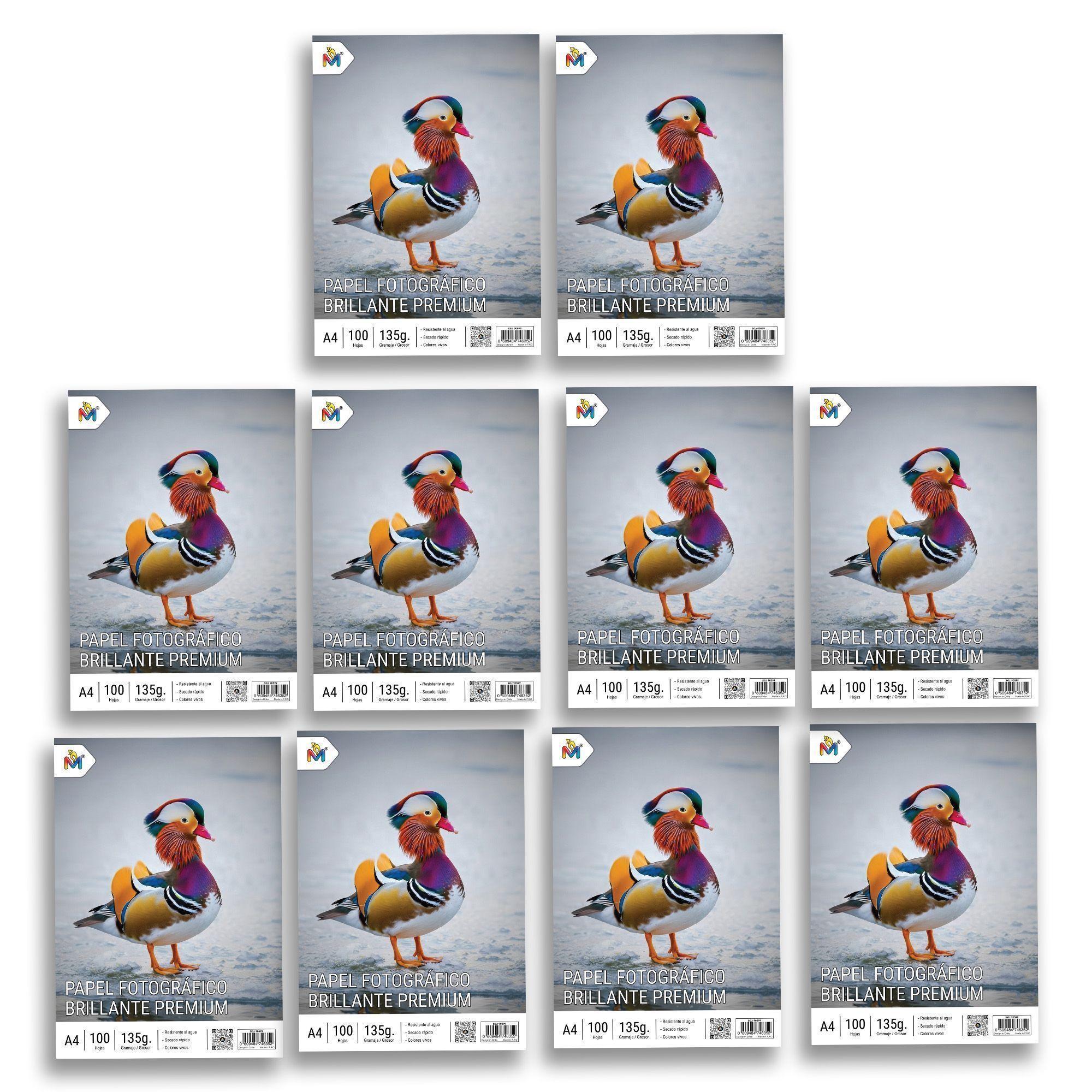 Pack 10 Papel Fotográfico A4 135gr Brillante Profesional - 1000 Hojas Brillo -3