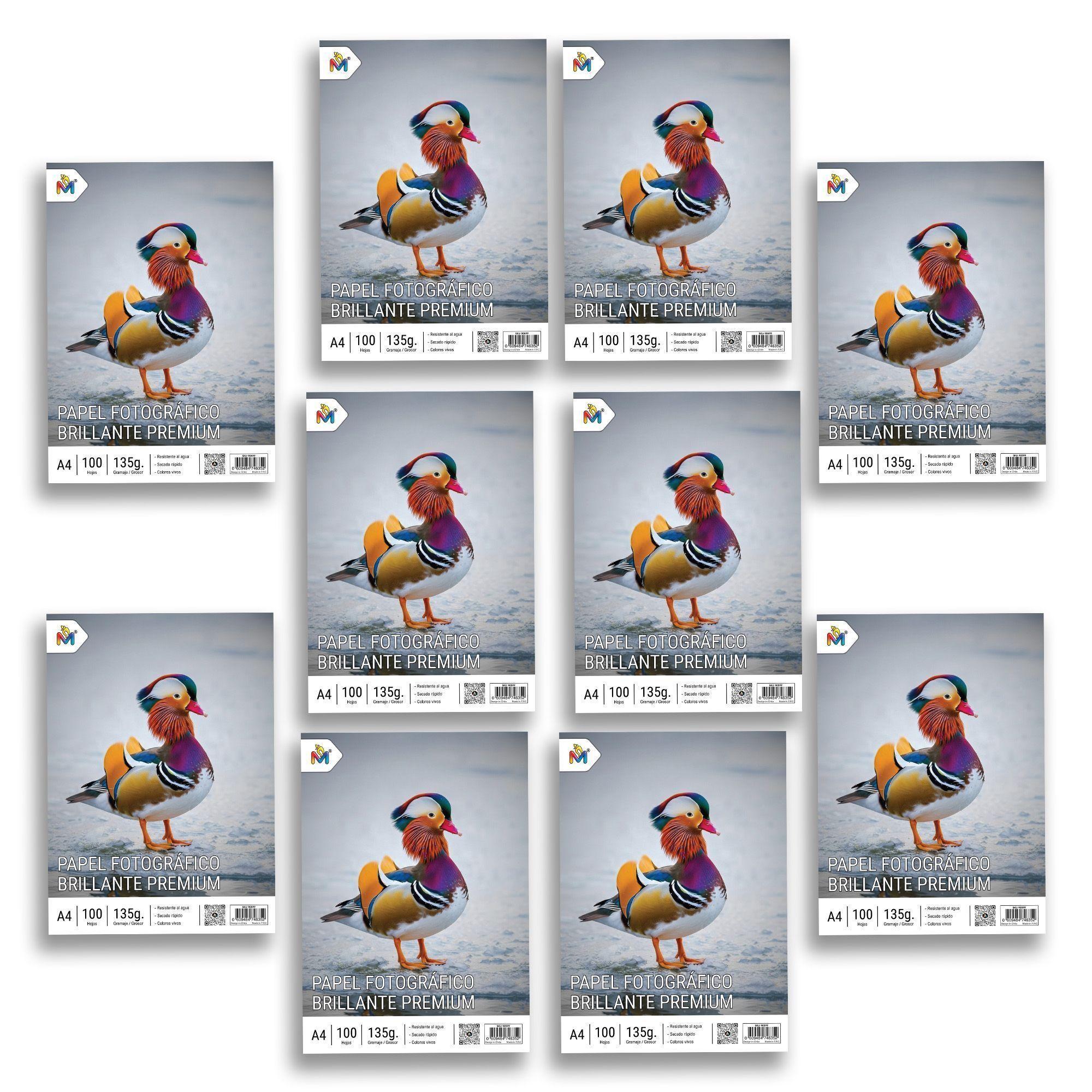 Pack 10 Papel Fotográfico A4 135gr Brillante Profesional - 1000 Hojas Brillo -4