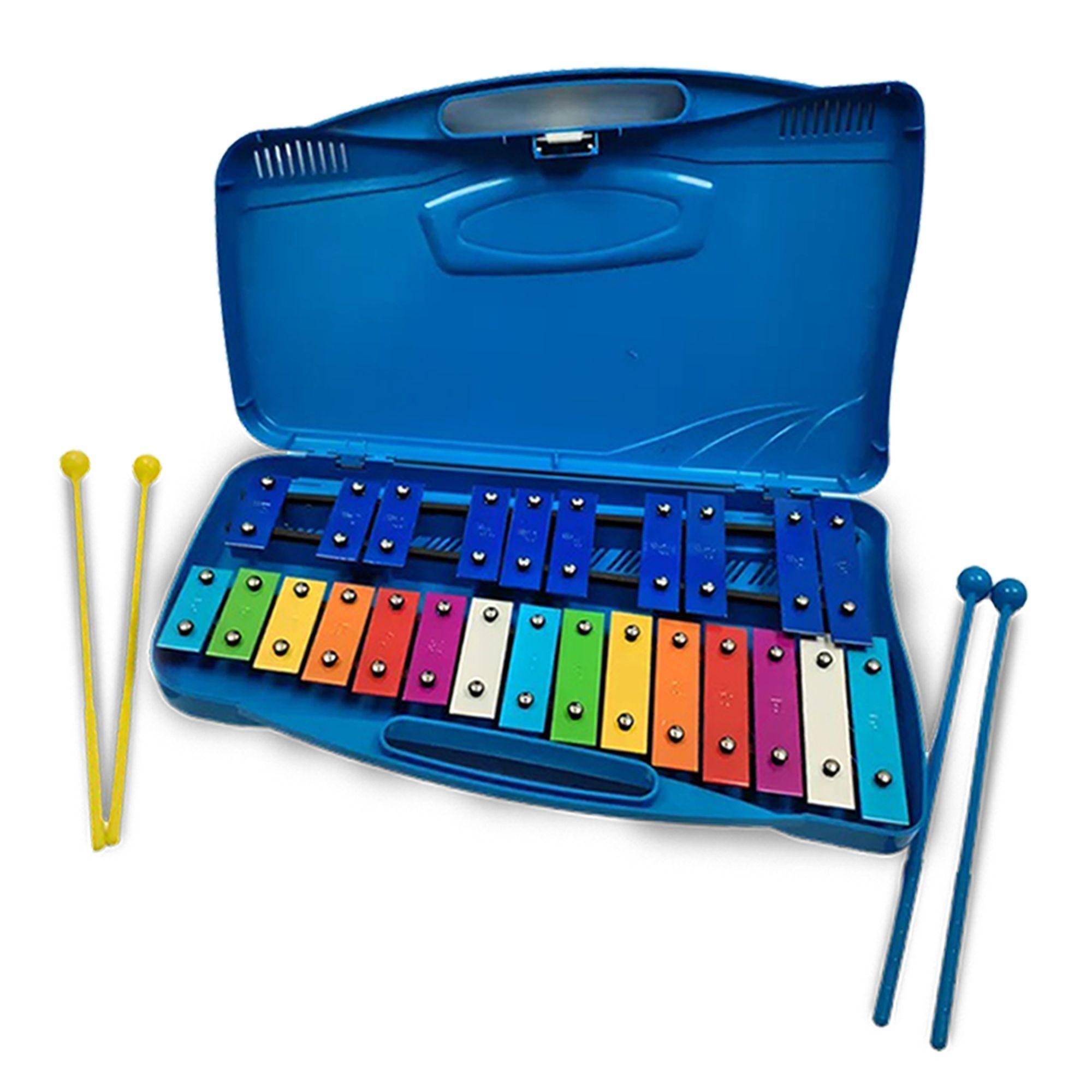 Metalófono Azul Malik 25 Notas Cromático + Baquetas-4