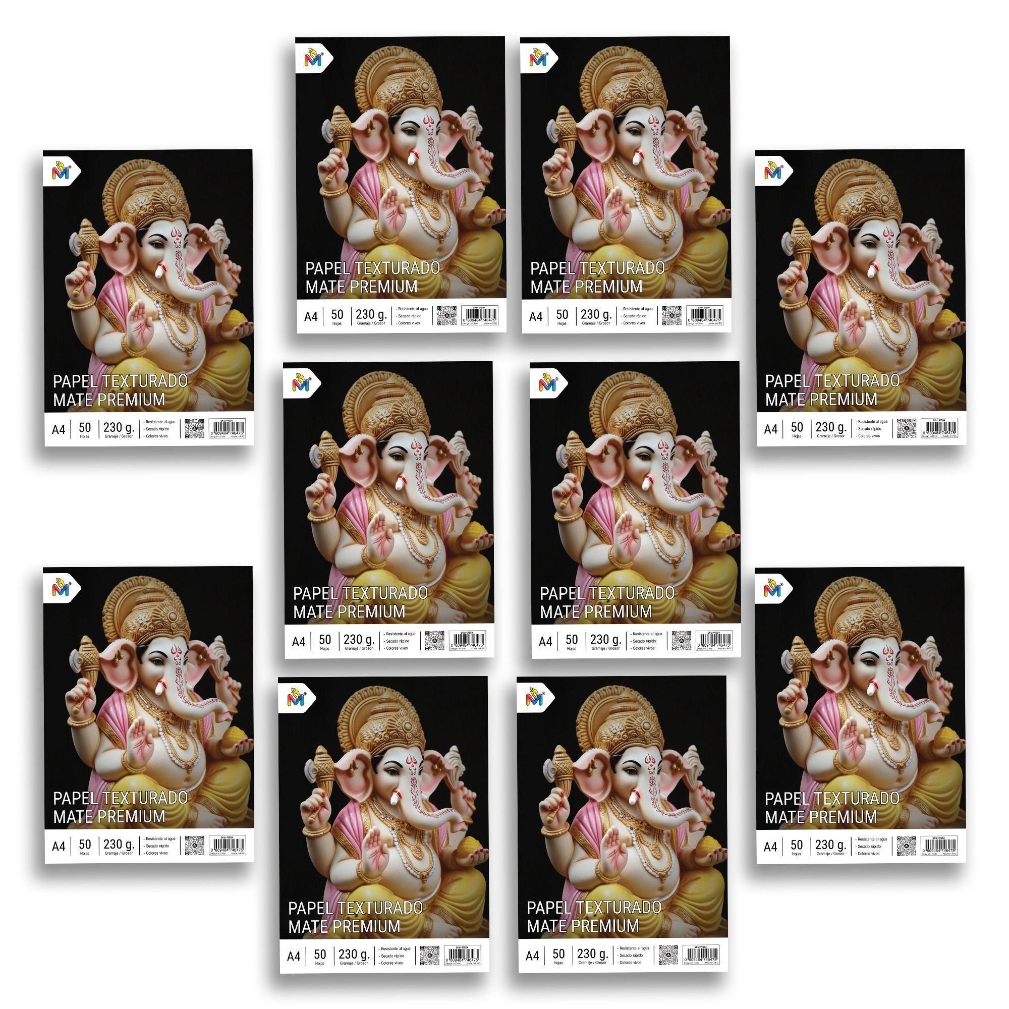 Super Pack 10 Papel Fibra A4 230g - 500 Hojas de Textura-4