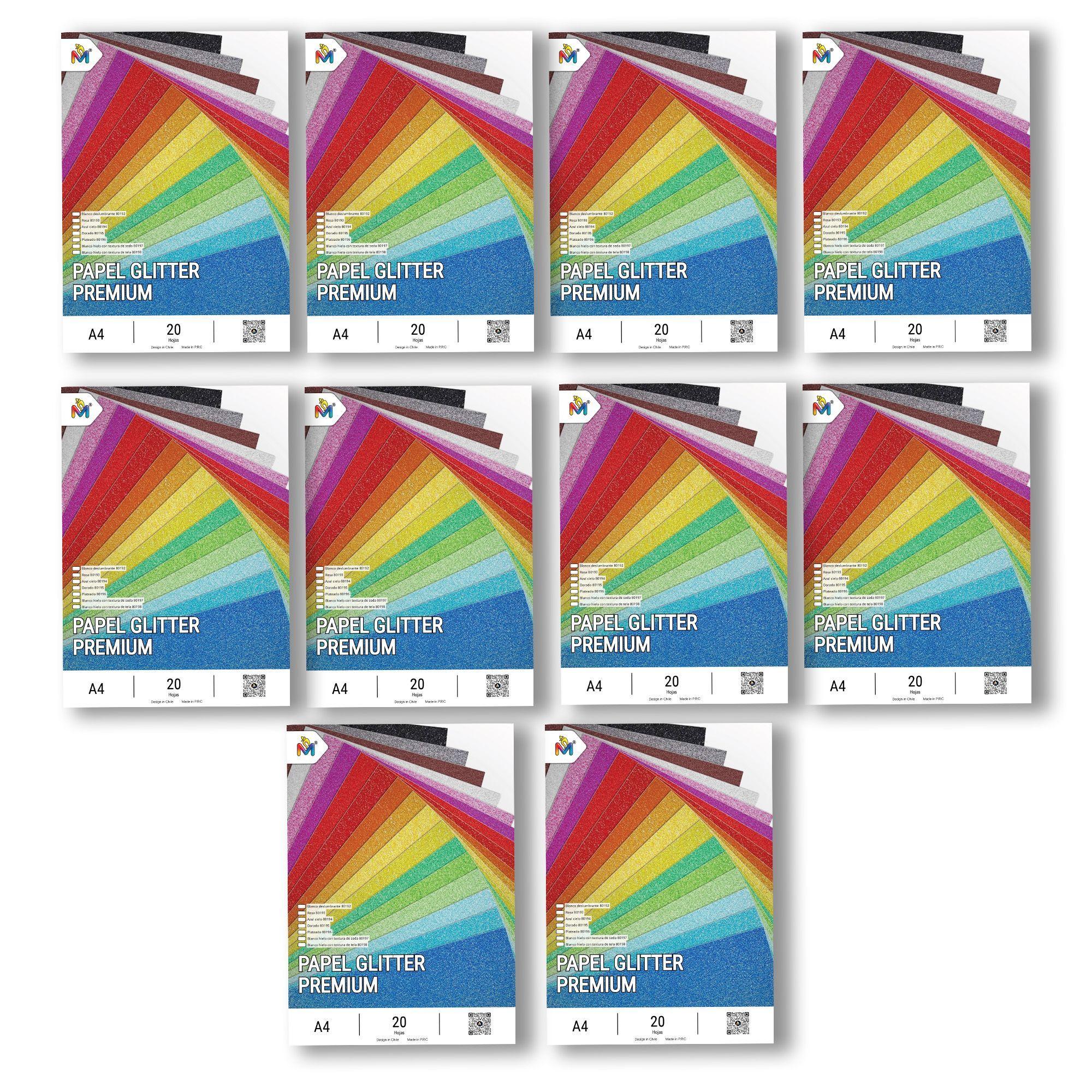Pack 10 Papel Texturado Seda Glitter - 200 Hojas Blanco Pro-0
