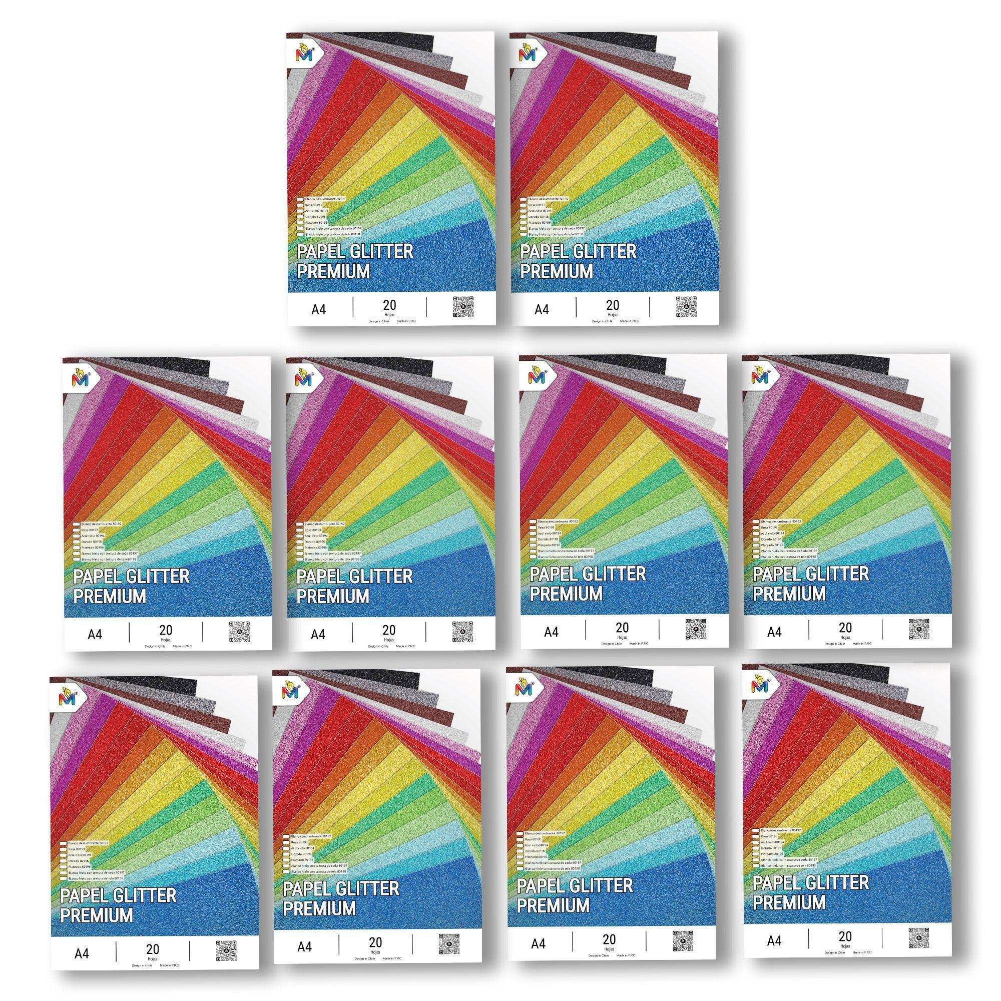 Pack 10 Papel Texturado Seda Glitter - 200 Hojas Blanco Pro-3