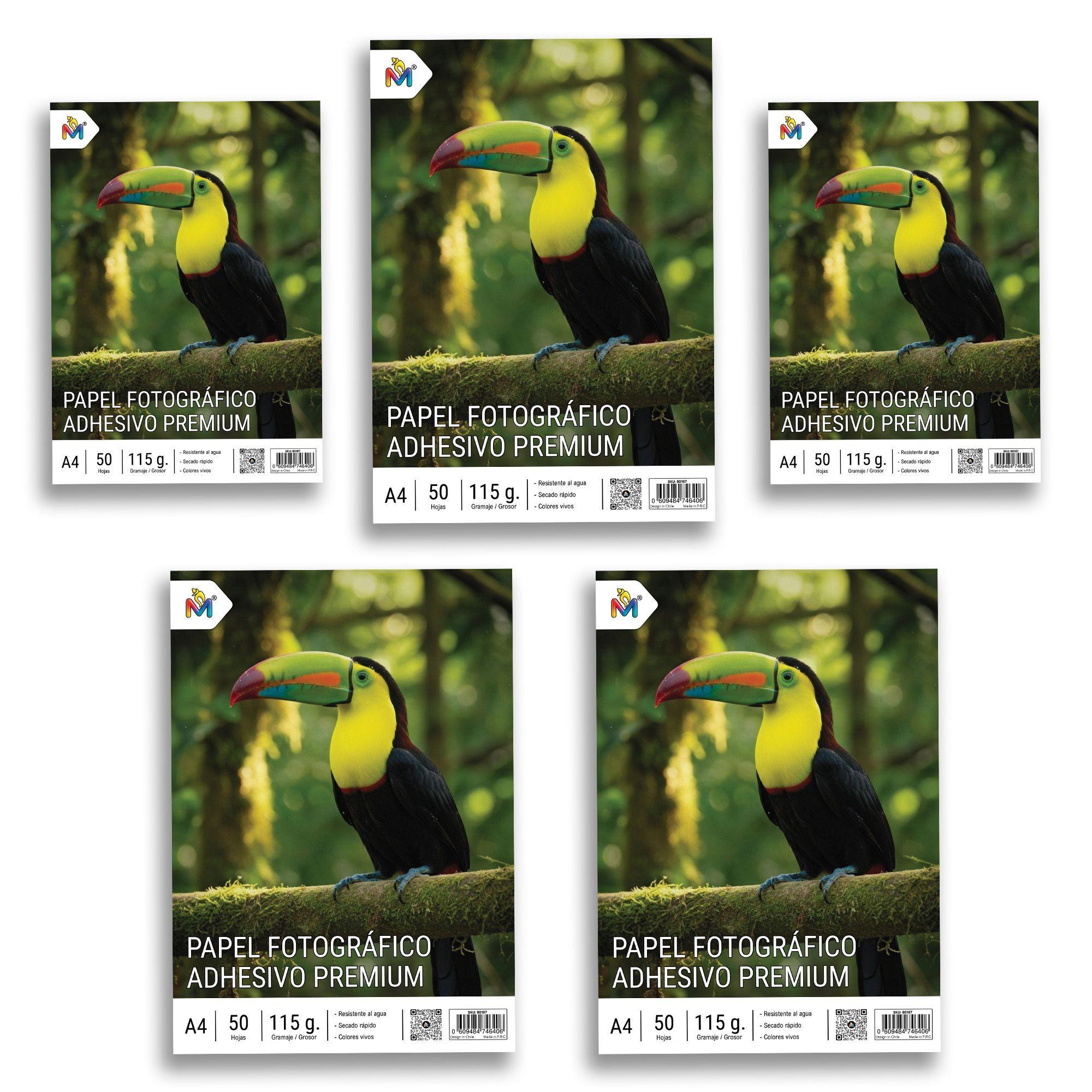 Kit 250 Hojas Papel Foto Adhesivo A4 - 115g Glossy Pro-4