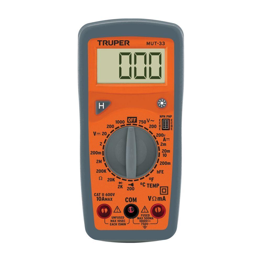 Multitester Digital Truper Profesional MUT 33 Volt AC DC Medici n Temperatura CAT III 600V-0
