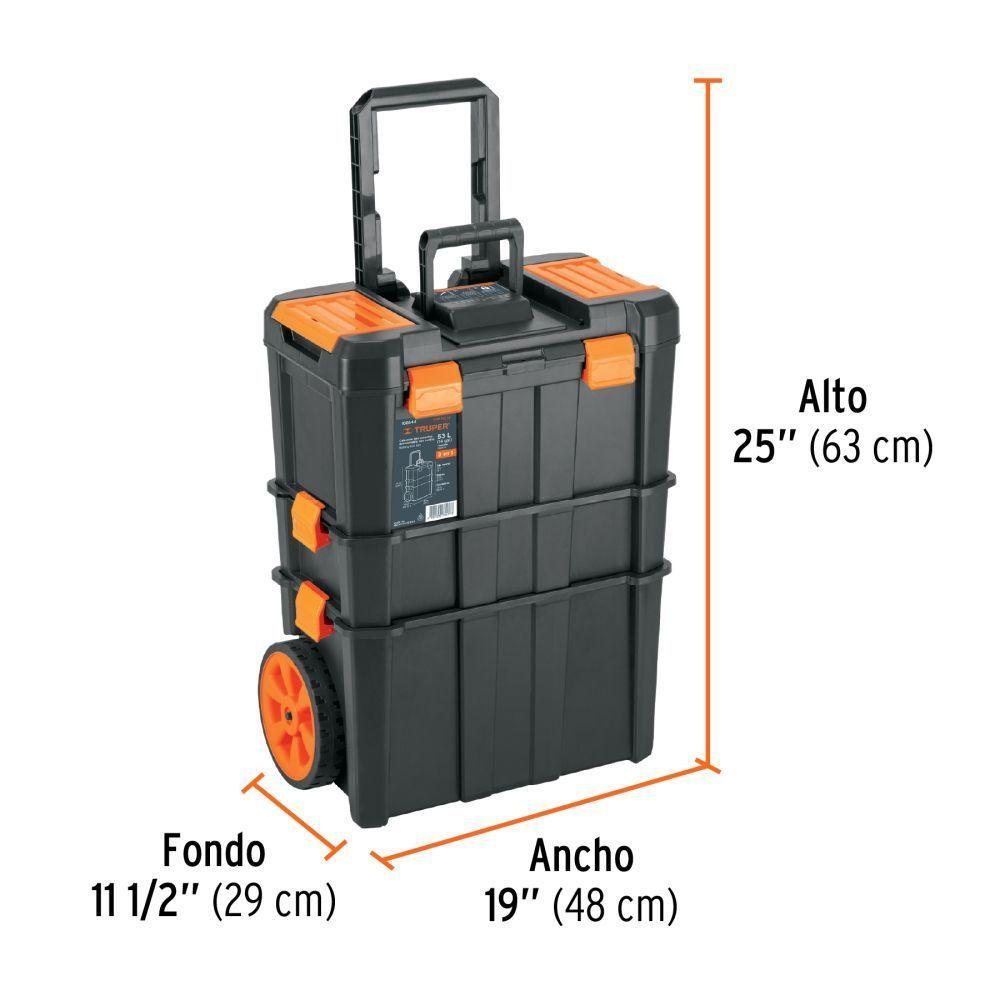 Caja Herramientas Truper 3 en 1 Con Ruedas 53 Litros Modular-2