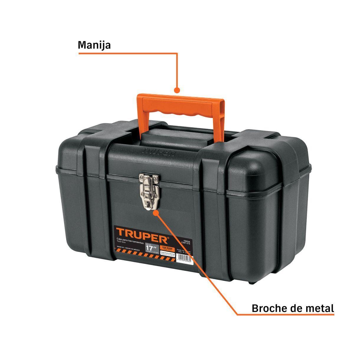 Caja Herramientas Industrial 42 cms Plastica c Broches Metalicos-2