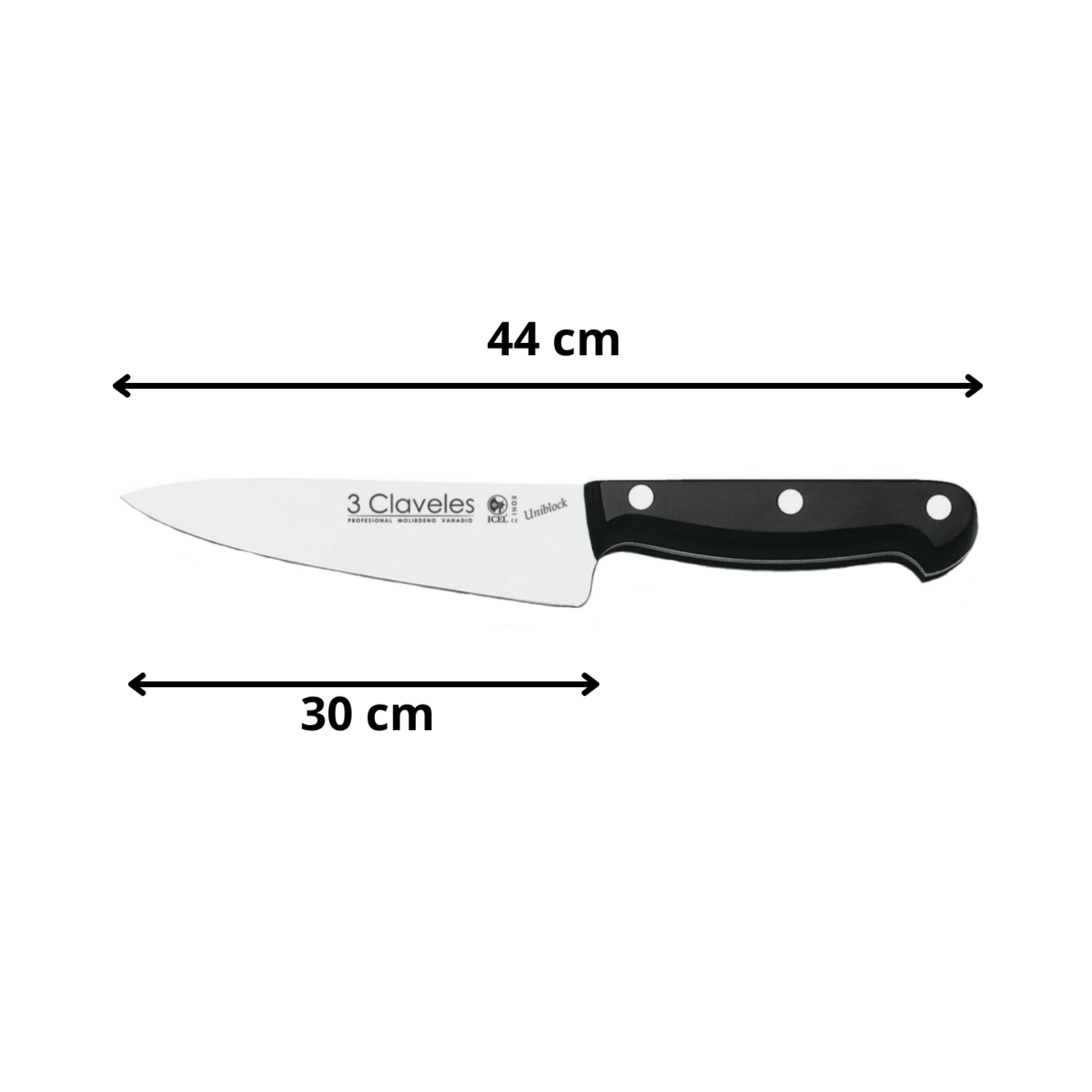 Cuchillo Cocinero Tres Claveles Uniblock 30 cm Acero Inoxidable-1