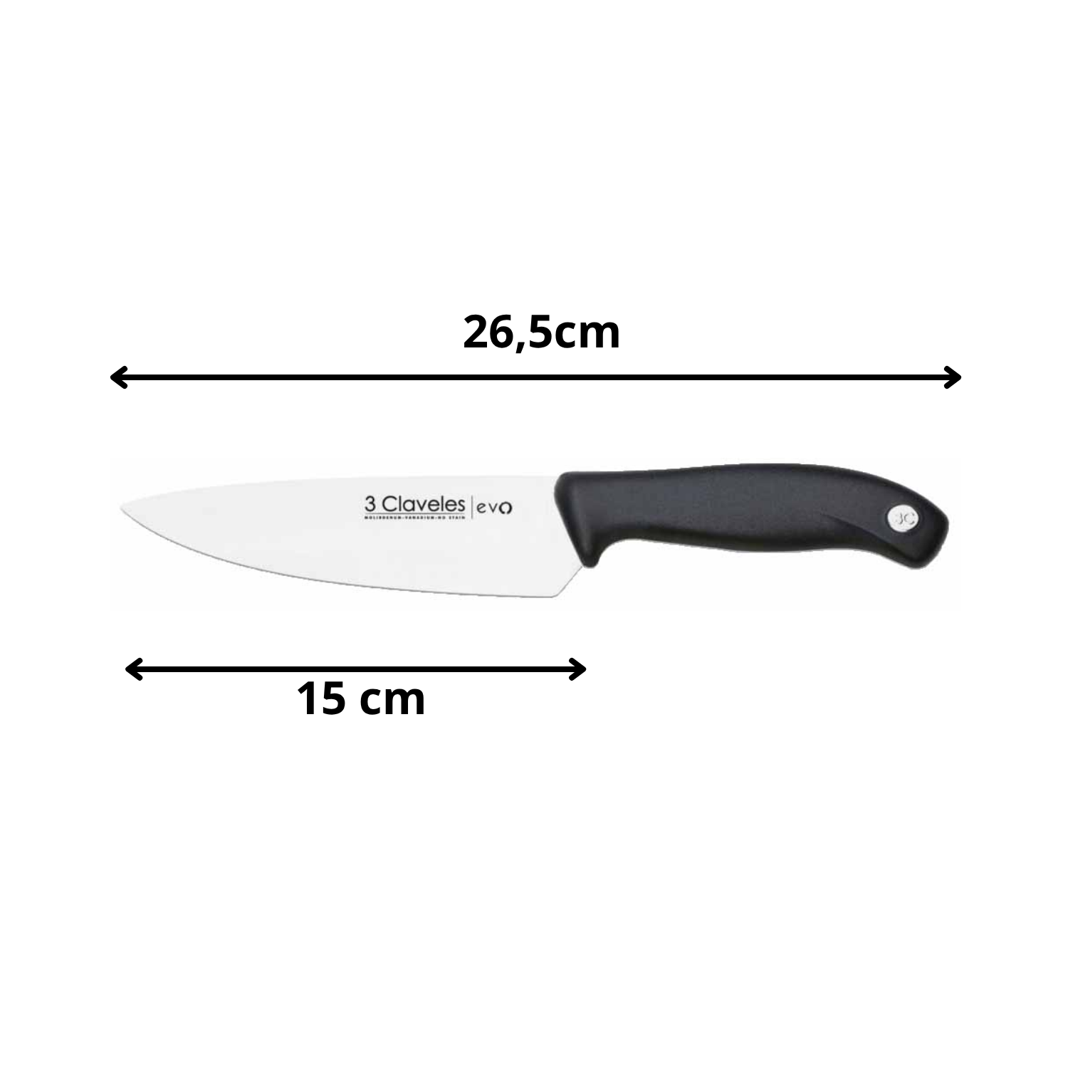 Cuchillo Cocinero Tres Claveles EVO 15 cm Acero Inoxidable-1