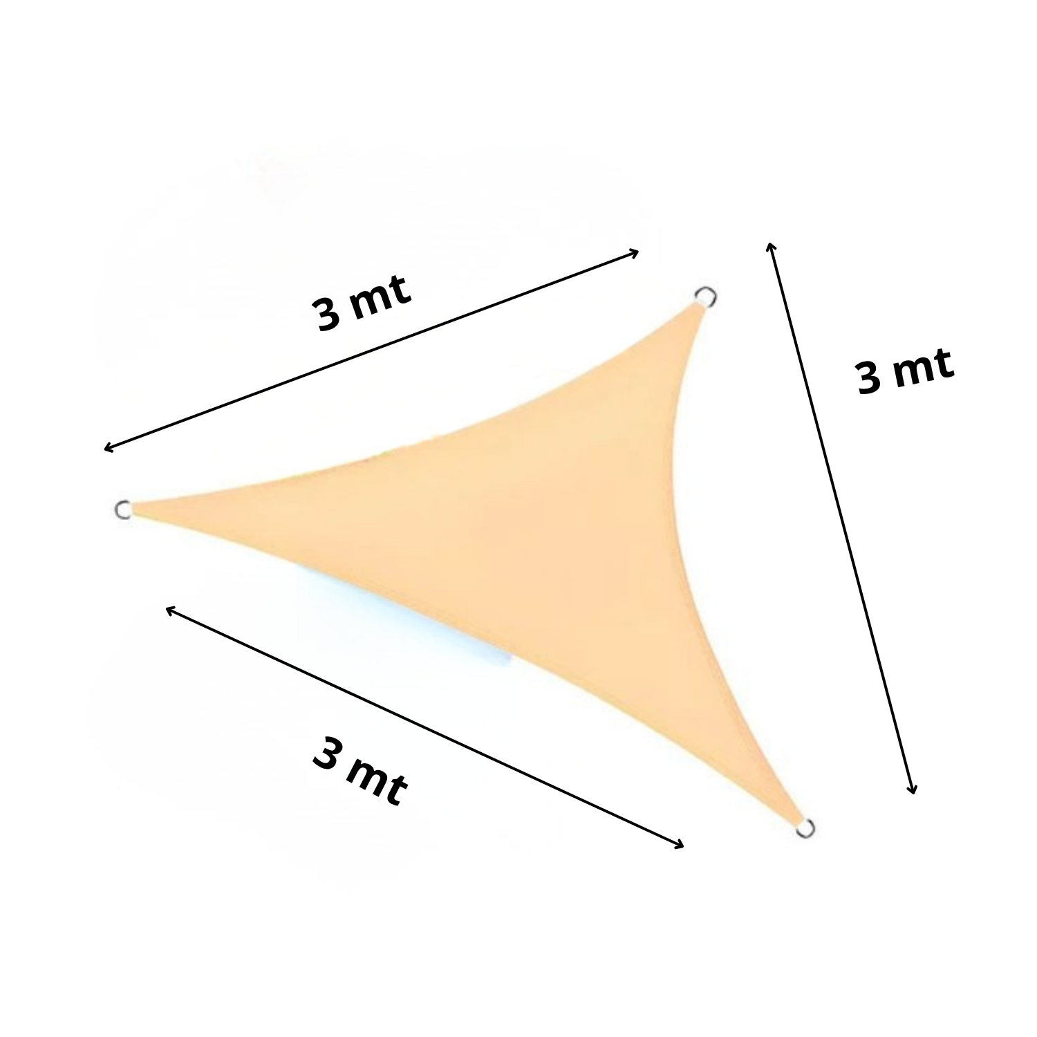 Toldo Vela Triangular Sombra Toldo Terraza 3x3x3m BEIGE Beige-2