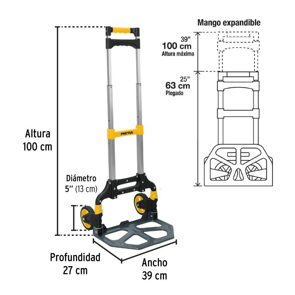 Carro De Carga Plegable Pretul Truper 100Kg Aluminio Tipo Yegua-4