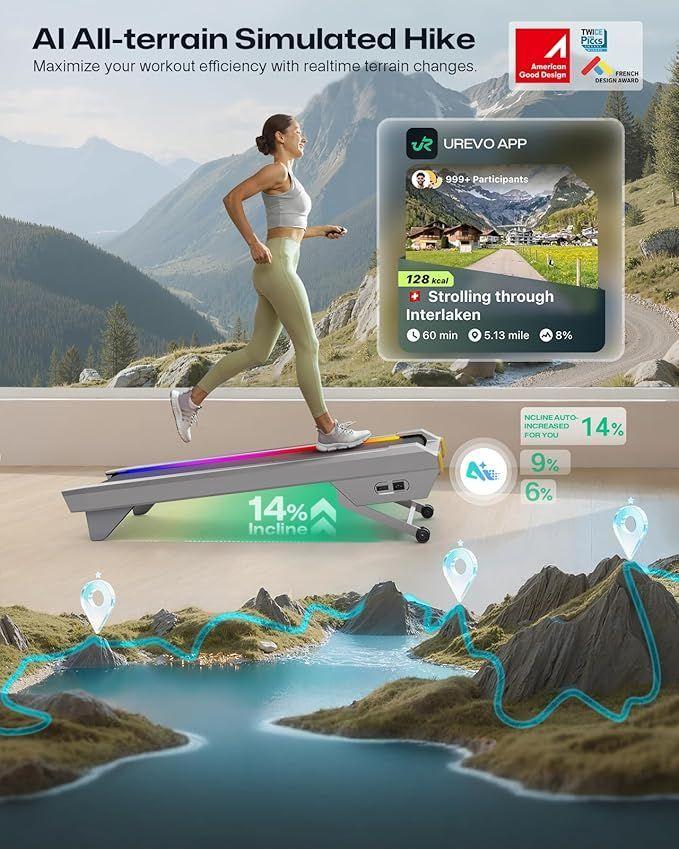 UREVO CyberPad for office Almohadilla inteligente para caminar con 14 de inclinaci n autom tica-3