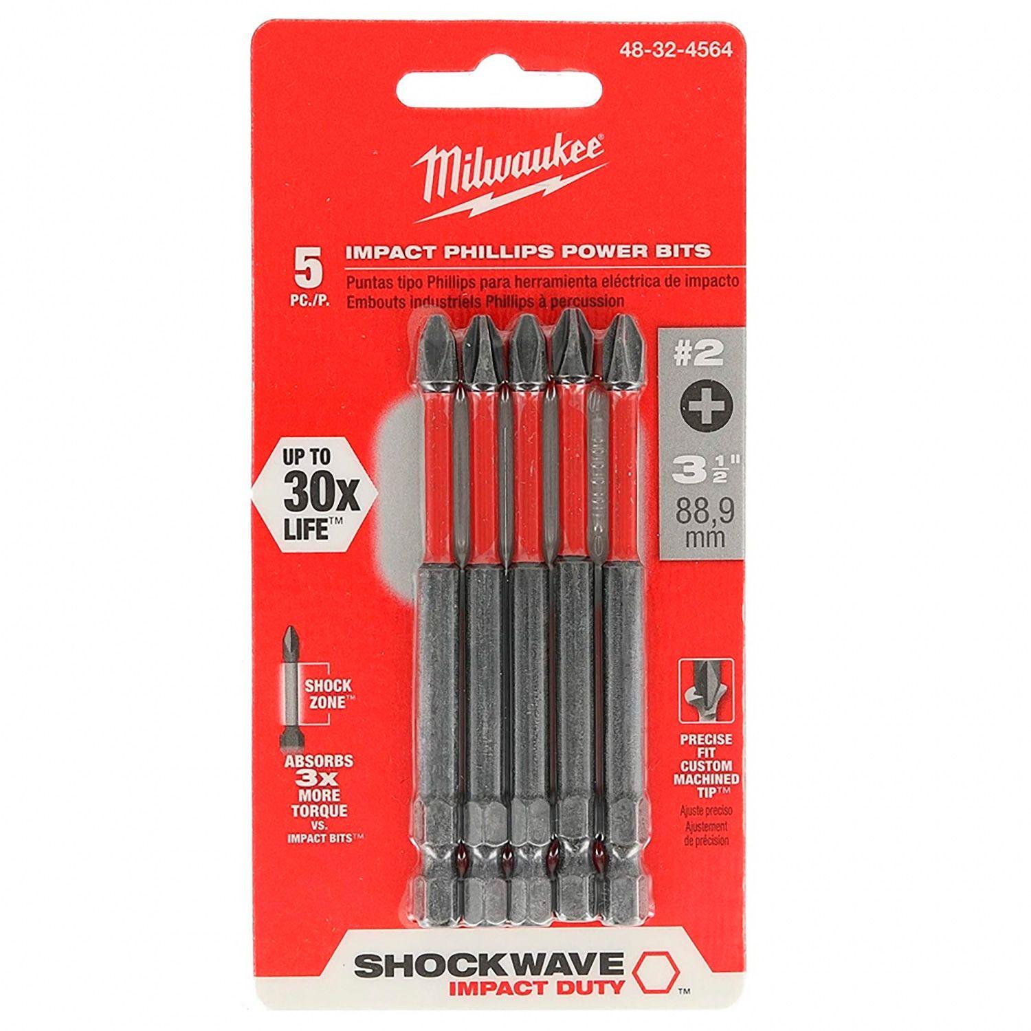SET PUNTAS IMPACTO PARA ATORNILLAR PH2 X 89 5 PZS MILWAUKEE-1