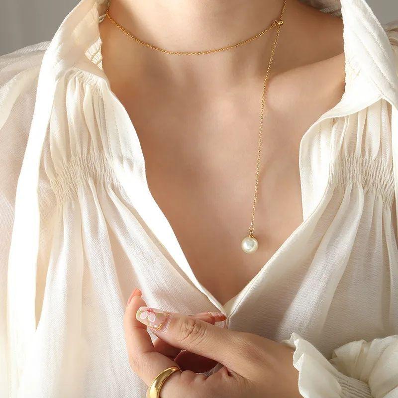 Collar Perla Cultivada Oro 18kt Baño Ajustable-4
