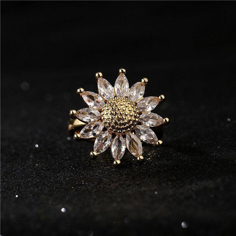 Anillo Flor Girasol Adaptable A Toda Talla Cristales LUXURYJOYASCL-4