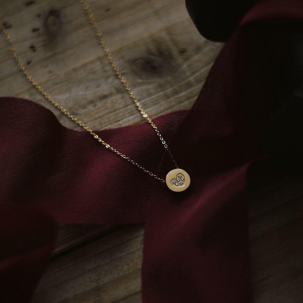Collar Medalla Corazón Oro 18kt Bañado Diamantes Bañado LUXURYJOYAS-5