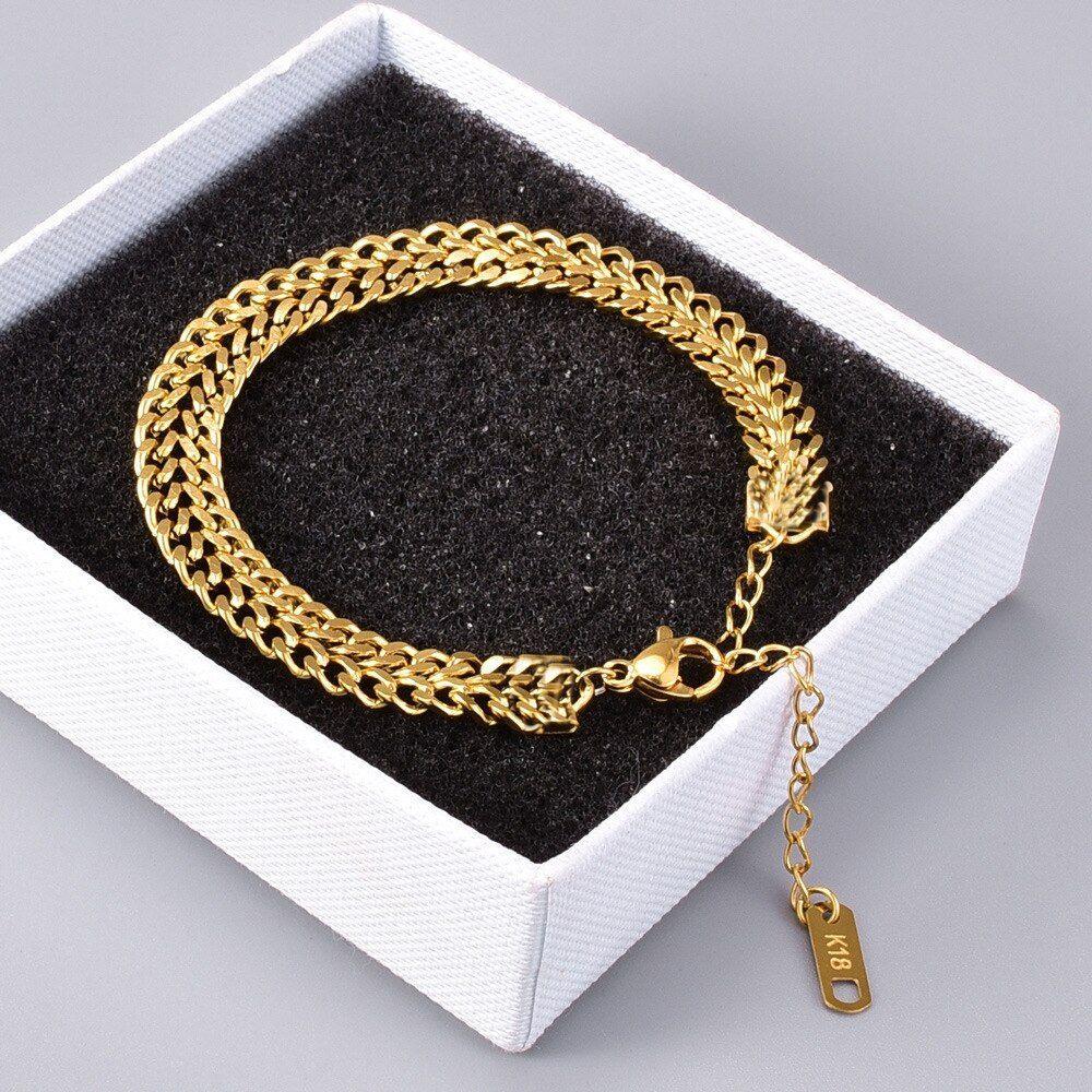 Pulsera Mujer Ajustable Tejido Grueso Oro Sello 18k Bañado-2