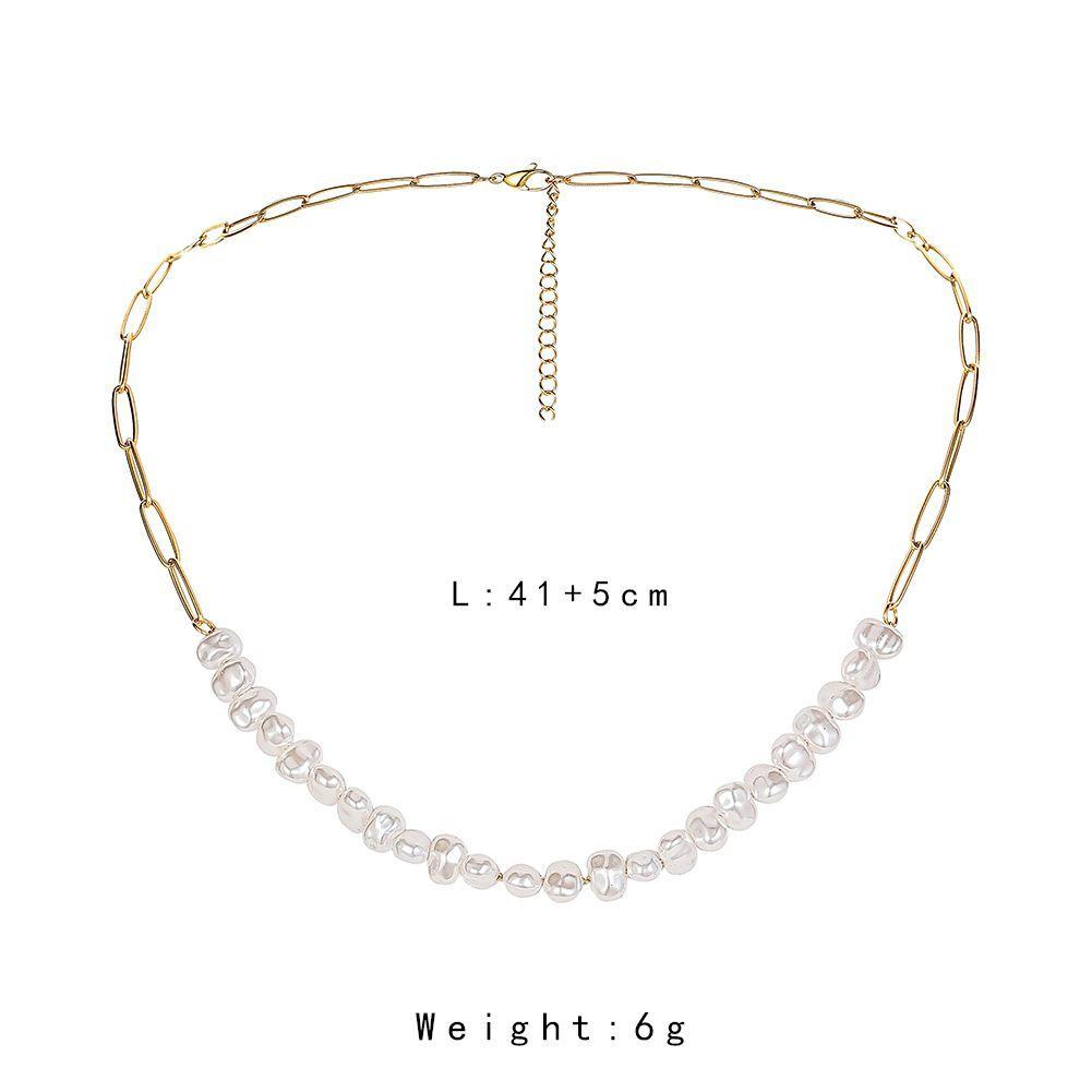 Collar Perlas Asimétrica Baño Oro 18kt sello 18k -2