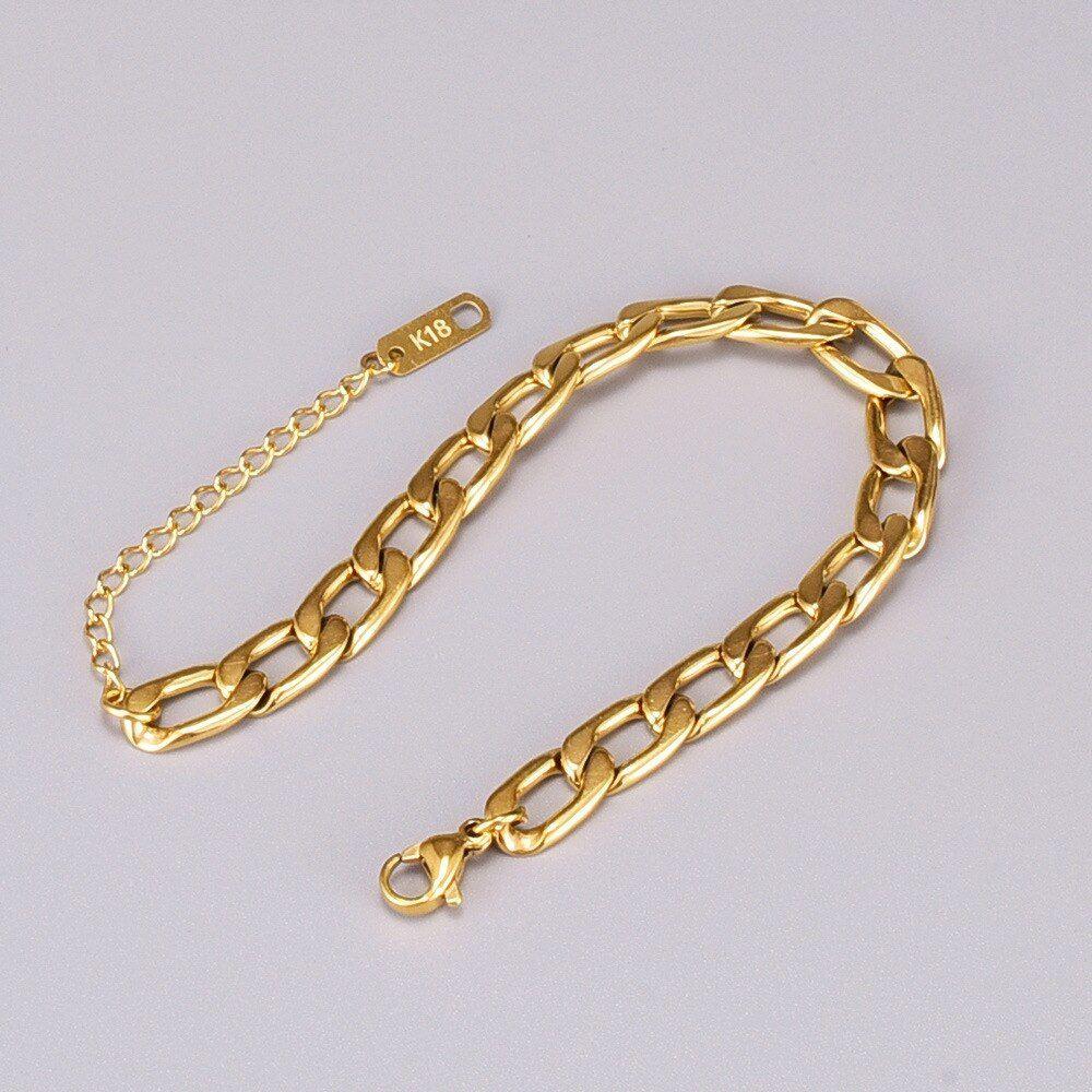 Pulsera Mujer Ajustable Cadenas Oro 18kt Bañado-1