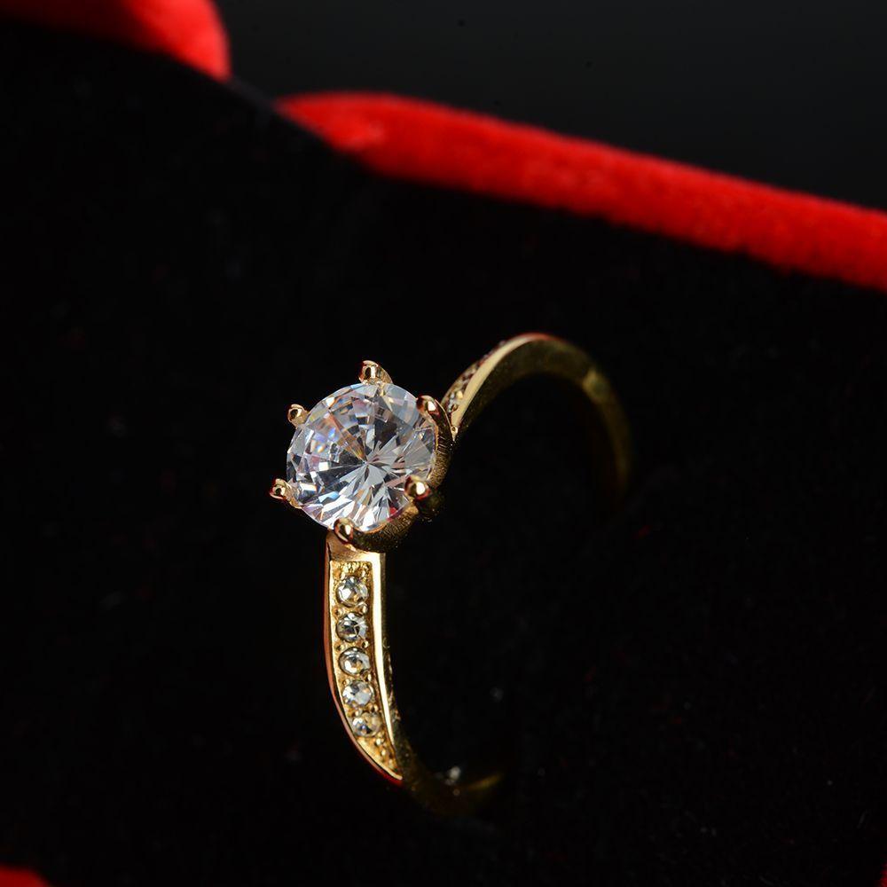 Anillo Oro 18k Baño Solitario Bodas Cristales Eterno-4