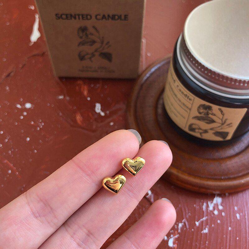 Aros Pendientes Corazón Baño Oro 18kt-3