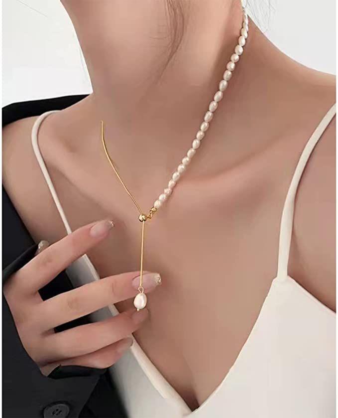 Collar Perlas De Agua Dulce Autenticas Oro 18kt bañado LJ -2