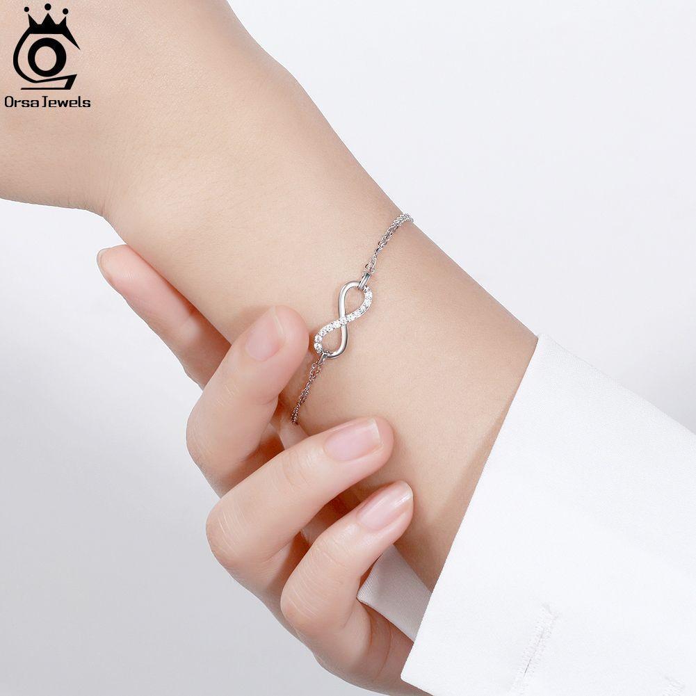 Pulsera Infinito Con Cristal Plata Baño Oro 18k Luxuryjoyascl -3