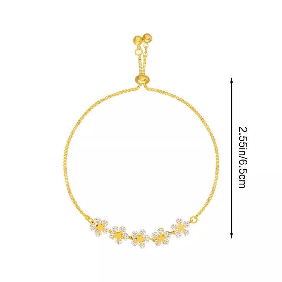 Pulsera Flores Hechas Con Cristal De Swarovski Oro -5