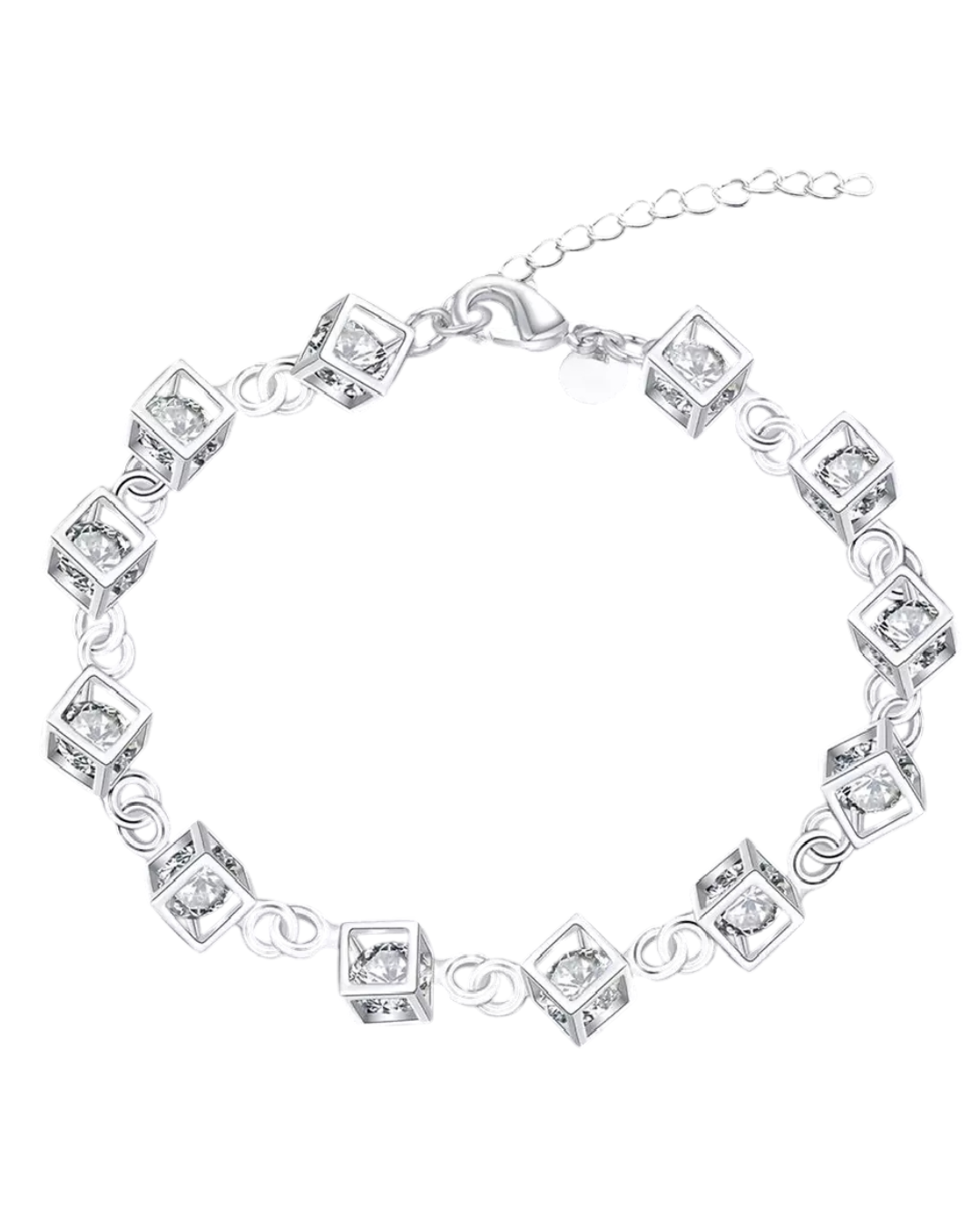 Pulsera Cubitos De Plata 925 Hermosa con circones LUXURYJOYA-2