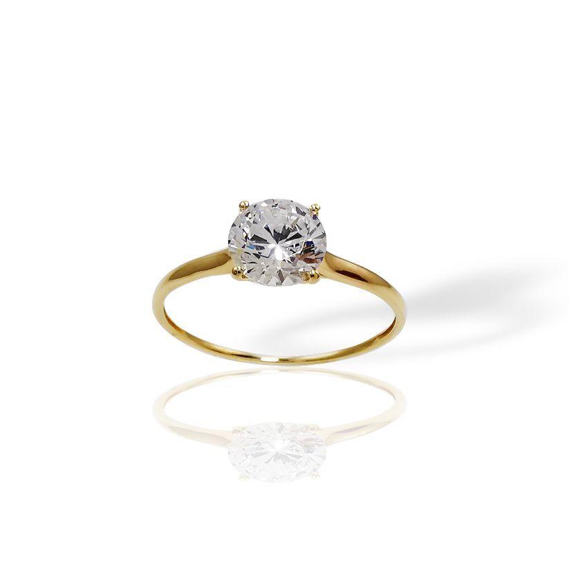Anillo Oro Sólido 18k Compromiso Con Diamante Solitario-2