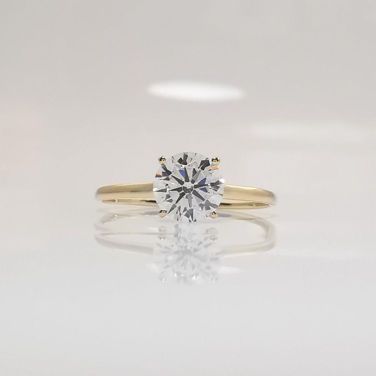 Anillo Oro Sólido 18k Compromiso Con Diamante Solitario-3