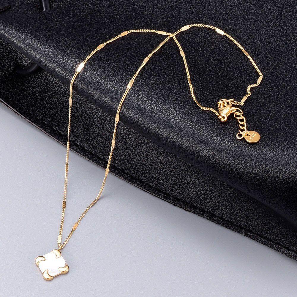 Collar Medalla Flor Nacar Oro 18kt Mujer-1