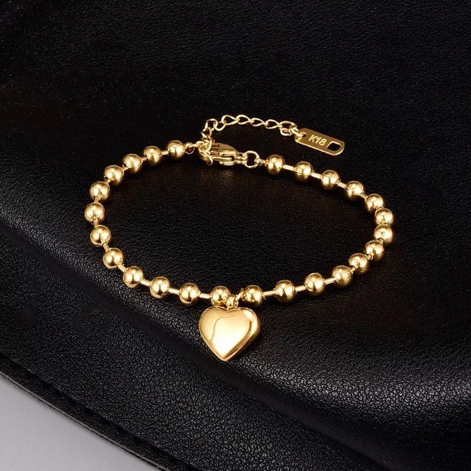 Pulsera Mujer Ajustable Corazón Baño Oro 18kt -5