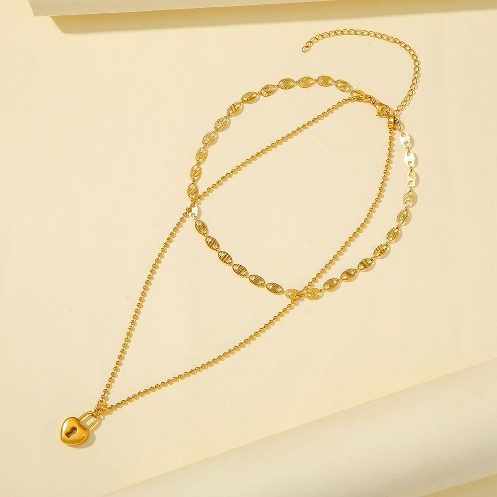 Collar Corazon Doble Baño Oro 18kt-3