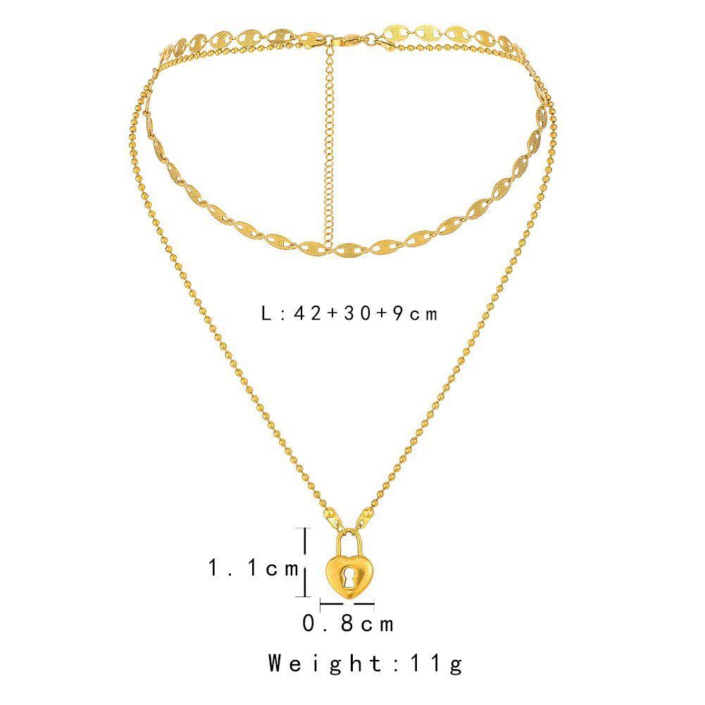 Collar Corazon Doble Baño Oro 18kt-4