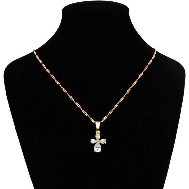 Collar Cruz De Circones Mujer Oro 18kt Bañado-3