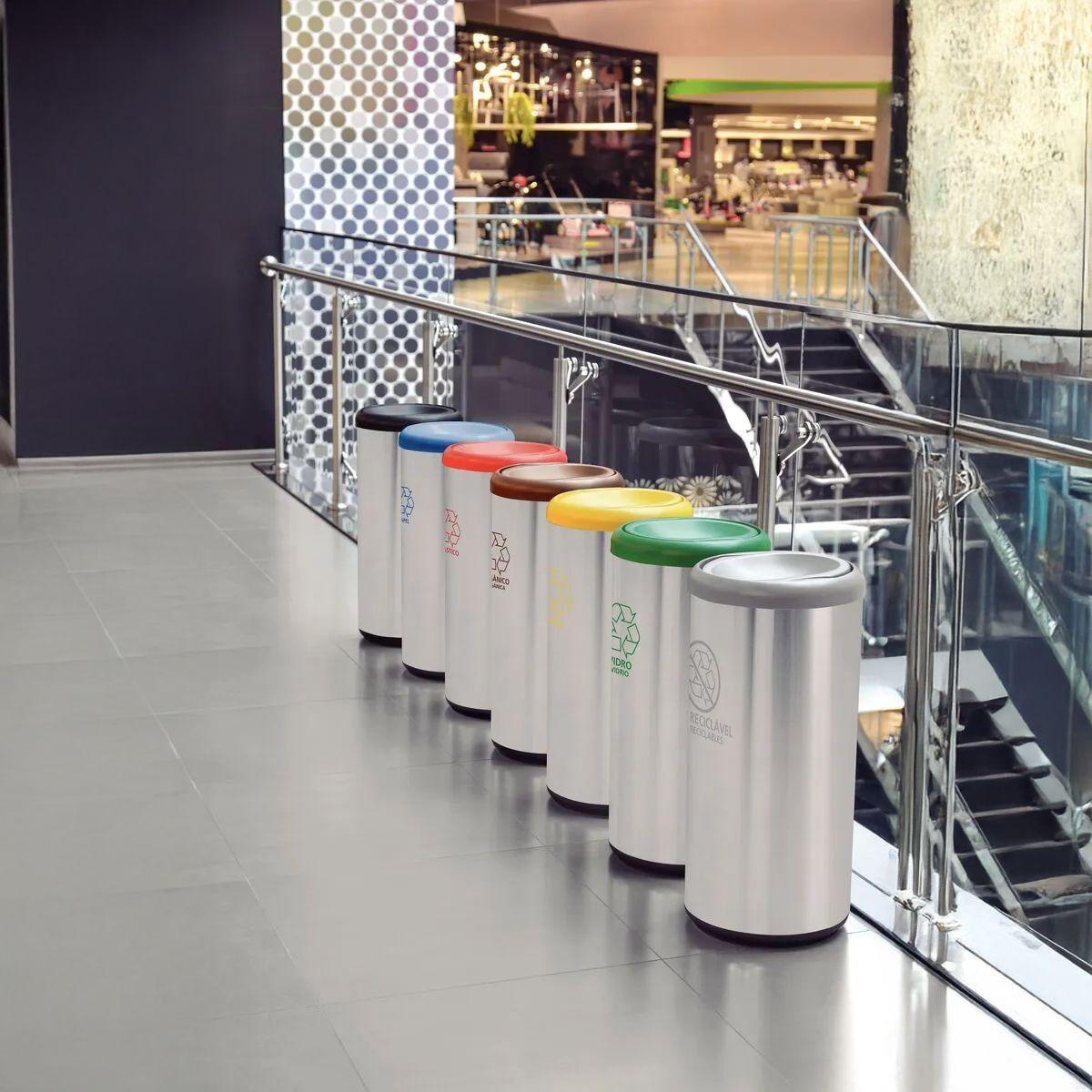 Basurero De Acero Inoxidable 40 L. De Capacidad, Aro Café-4