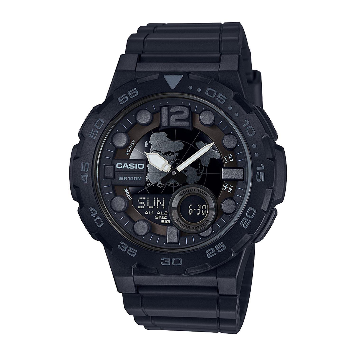 Reloj CASIO AEQ-100W-1BVDF Resina Juvenil Negro-0