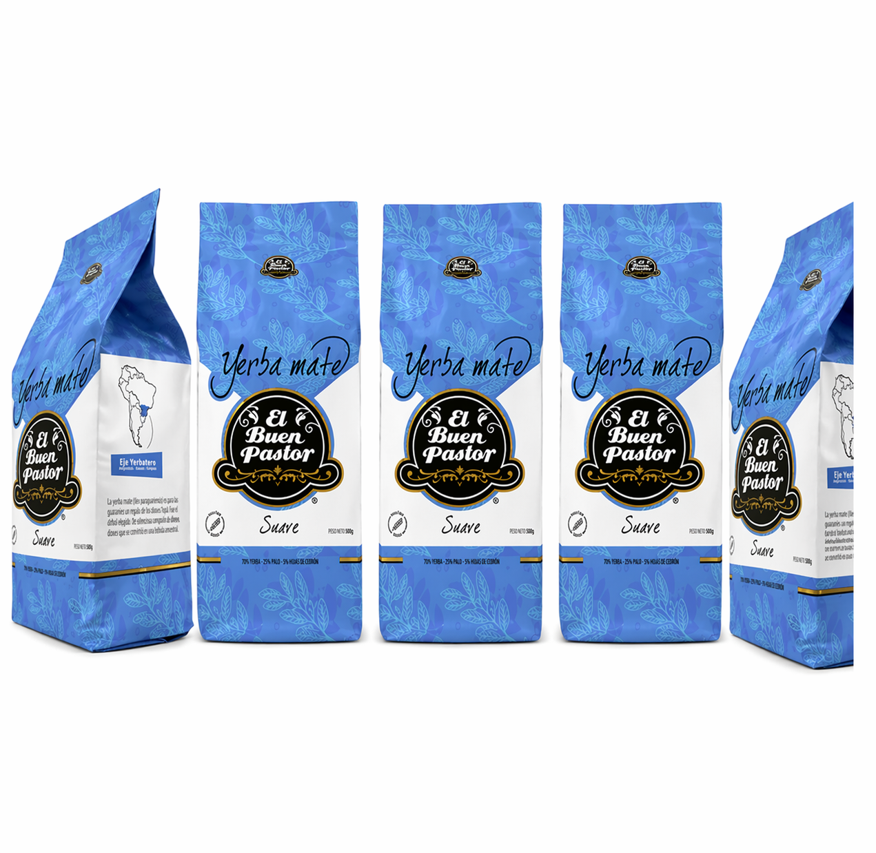 Pack x 5 Yerba Mate El Buen Pastor Tradicional Suave 500G Sin gluten-0