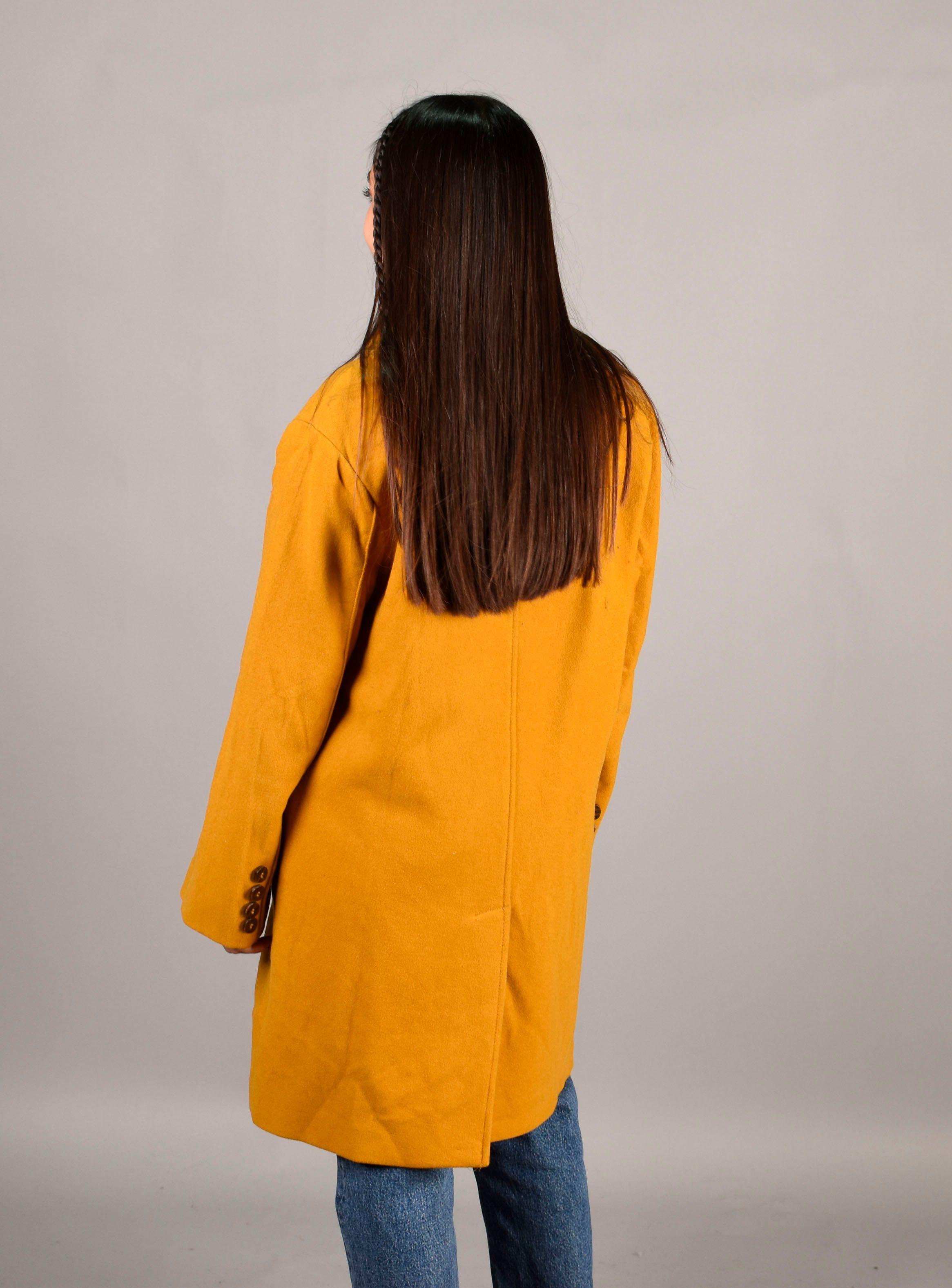 Abrigo Mujer Lana Mango Mostaza S-2
