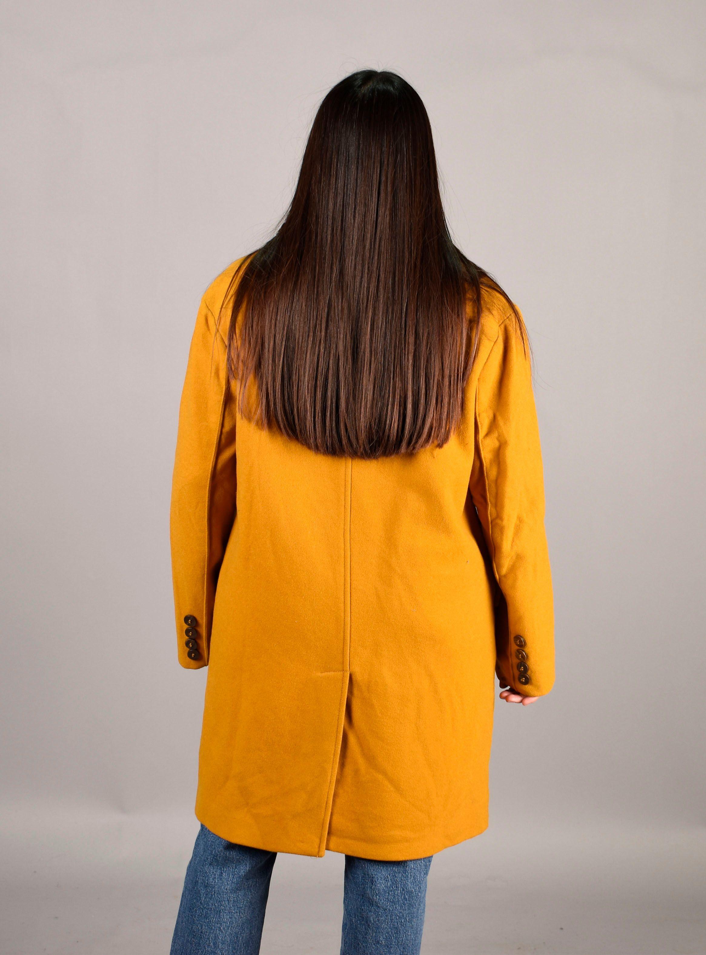 Abrigo Mujer Lana Mango Mostaza S-3