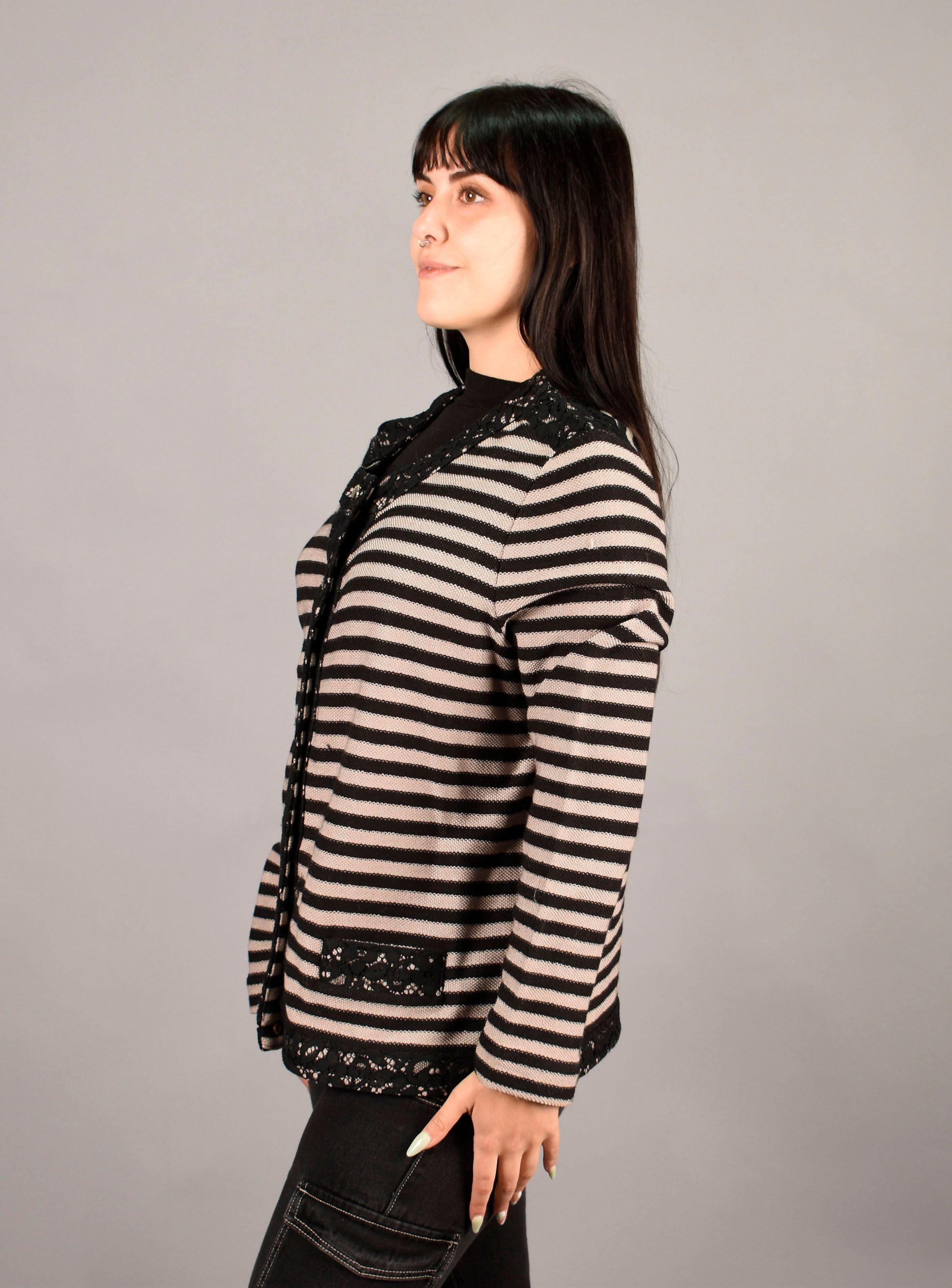 Chaqueta Mujer Lana Líneas Negras 48-1