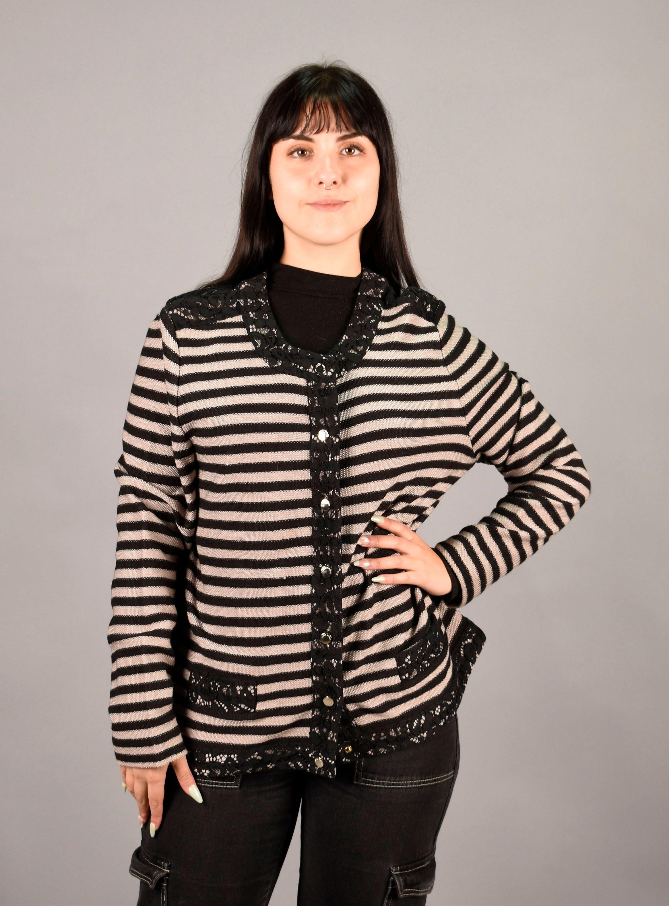 Chaqueta Mujer Lana Líneas Negras 48-0
