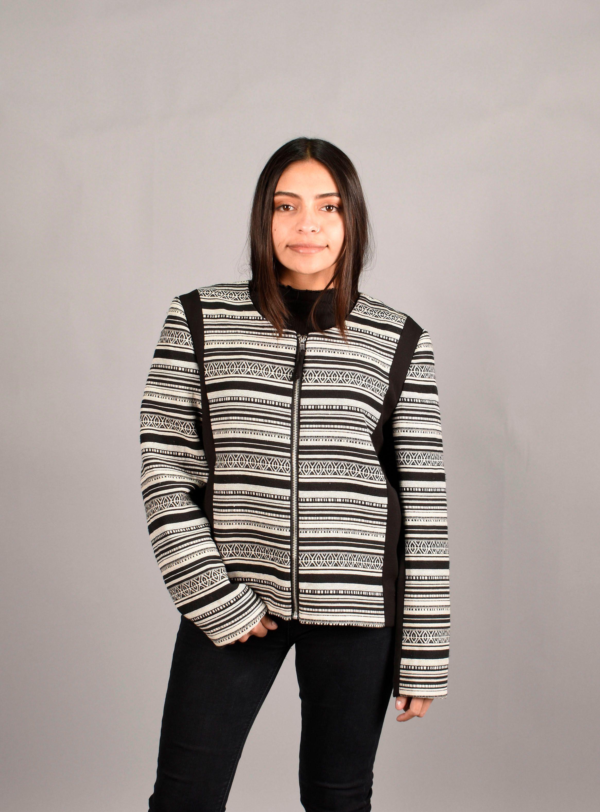 Chaqueta Cierre Mujer Poliéster Diseño Étnico M-0