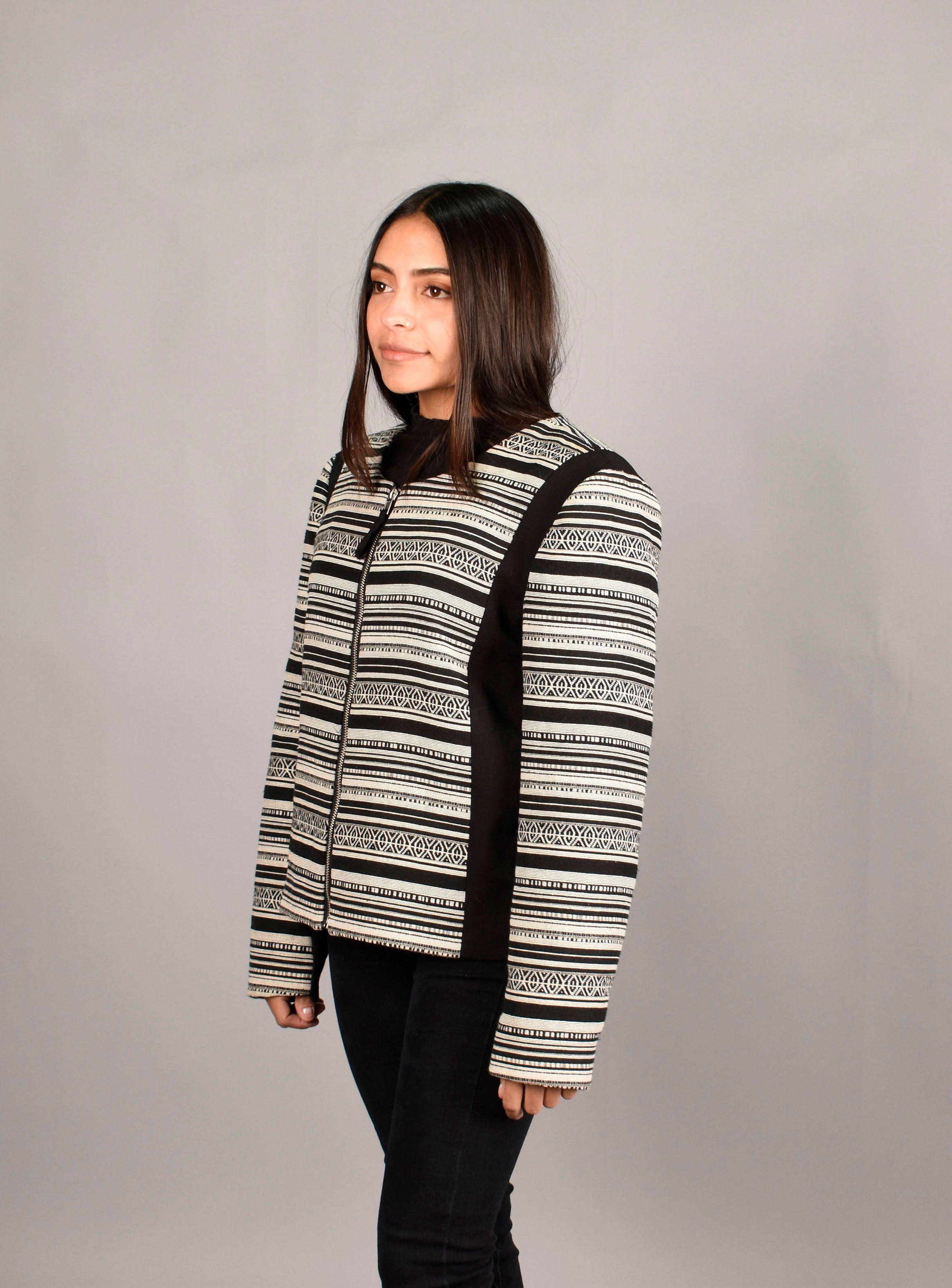 Chaqueta Cierre Mujer Poliéster Diseño Étnico M-1