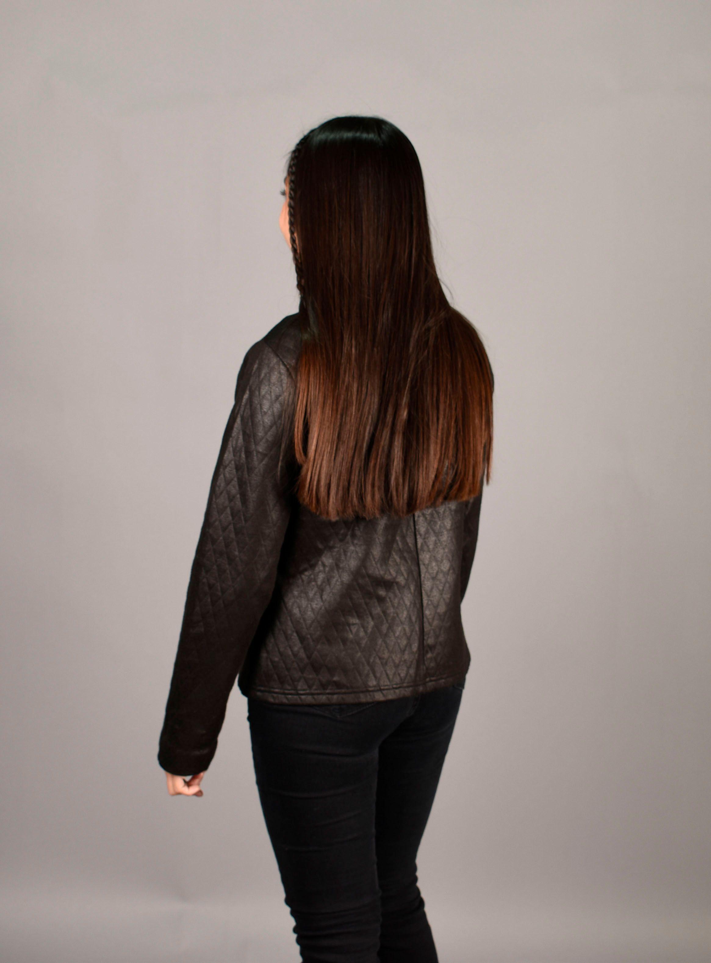 Chaqueta Blazer Mujer Cuerina Negra Rombos M-2